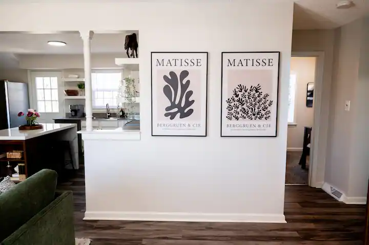 Dining nook with curated Matisse art